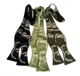 Dinosaur Bones bow ties: black, sage, olive.