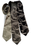 Dinosaur Bones necktie. Sage, olive and black ties.