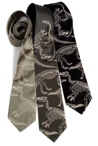 Dinosaur Bones Necktie. Paleontology print tie