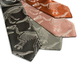 Dinosaur ties: Warm cream on olive, sage, pale copper, cinnamon microfiber.