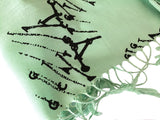 DNA double helix printed scarf. Black on mint green, by Cyberoptix