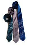 DNA Necktie: silver on dark teal; black on oyster, silver on french blue..