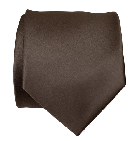 Driftwood Necktie. Solid Color Dark Brown Satin Finish Tie, No Print