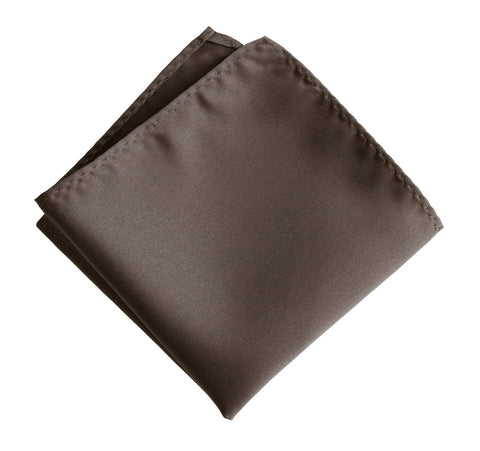 Driftwood Pocket Square. Solid Color Dark Brown Satin Finish, No Print