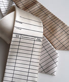 Library Card Printed tie: black on cream, platinum, champagne.