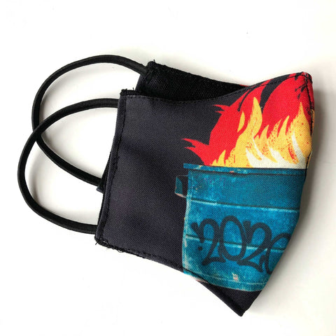 Dumpster Fire 2020 Mask. Fitted two layer adjustable fabric face cover