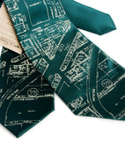 Detroit Map Necktie: Eastern Market - emerald green tie