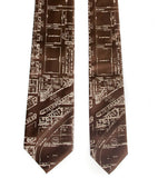 Detroit Map Neckties: Eastern Market, dark brown.