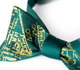 Pea green ink on an emerald bow tie.