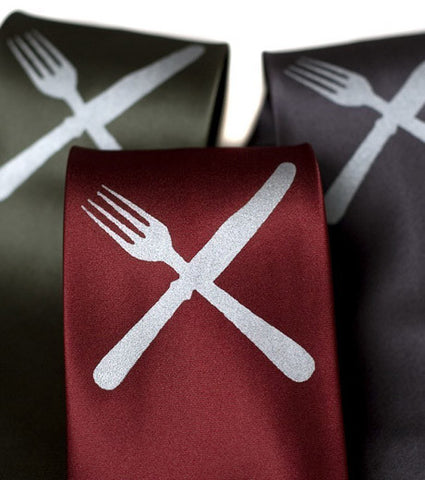 Knife & Fork Necktie. Eat Me Tie