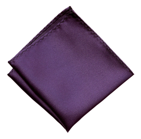 Eggplant Pocket Square. Dark Purple Solid Color Satin Finish, No Print