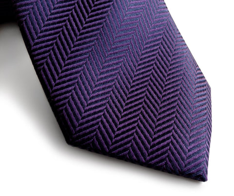 Eggplant Herringbone Silk Necktie