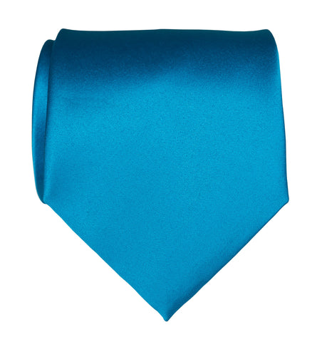 Electric Blue Necktie. Solid Color Satin Finish Tie, No Print