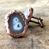 Clear White Solar Quartz Stalactite Slice Cufflinks, electroformed copper