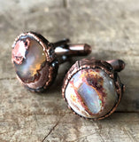 Flash Opal Cufflinks, electroformed gemstone cuff links