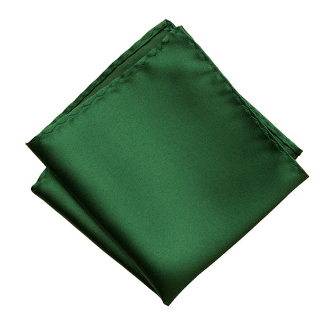 Emerald Green Pocket Square. Dark Green Solid Color Satin Finish, No Print
