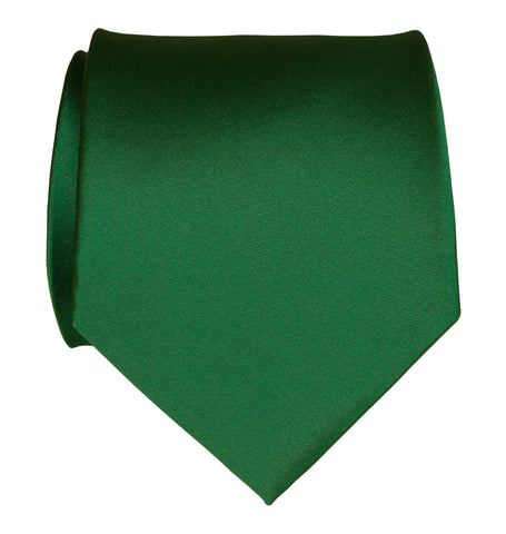 Emerald Green Necktie. Dark Green Solid Color Satin Finish Tie, No Print