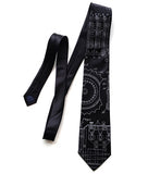 Enigma Machine tie. Pale grey on black.