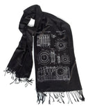 Black Enigma Machine Patent Drawing Scarf