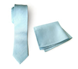 Pale turquoise silk & linen blend necktie.