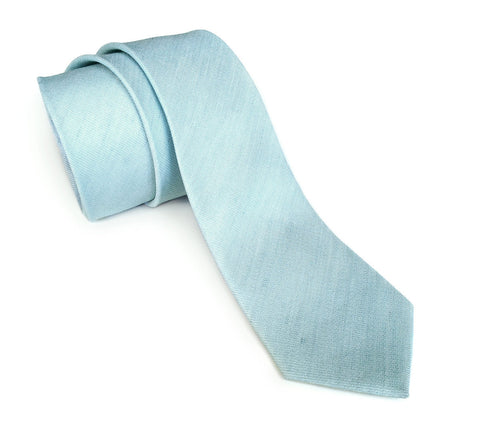 Pale Turquoise Linen Necktie. Solid Color Tie, Erie