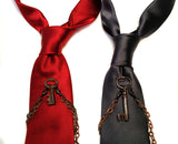 Cranberry and slate luxe silk ties.