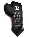 Eye Chart Necktie: White on black.