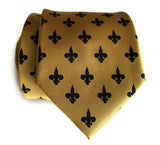 Gold and black fleur de lis necktie.