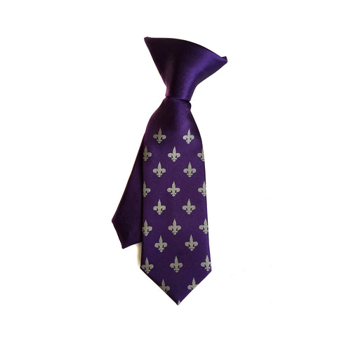 Fleur-de-Lis kids tie. Boys clip-on necktie.