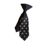 Boys black and gold fleur de lis clip-on tie