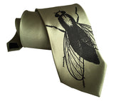 Sage green Fly Print Men's Necktie, by Cyberoptix