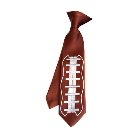 Football Lacing kids tie. Boys clip-on football necktie.