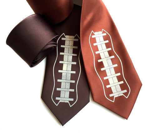 Football tie. Football lacing print silk necktie.