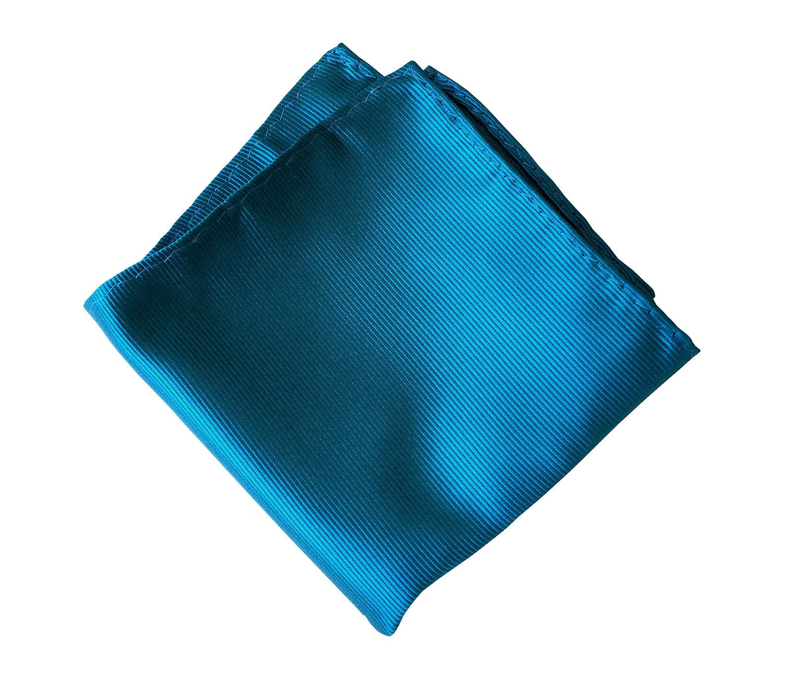 French Blue Pocket Square. Solid Color Fine-Stripe