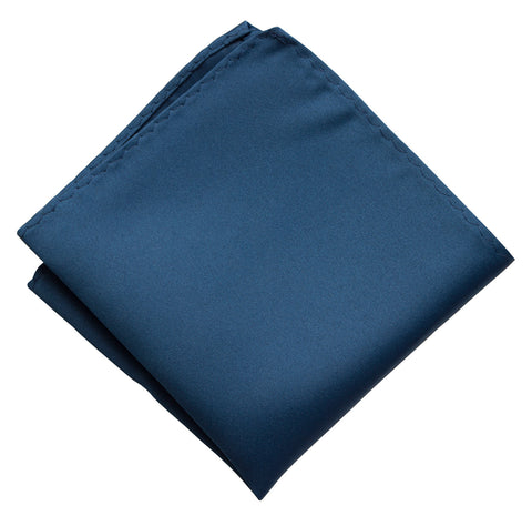 French Blue Pocket Square. Solid Color Satin Finish, No Print