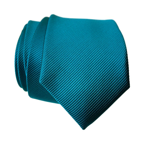 French Blue Necktie. Solid Color Fine-Stripe Tie, No Print