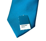 Pantone blue woven necktie. Plain textured tie, cyberoptix