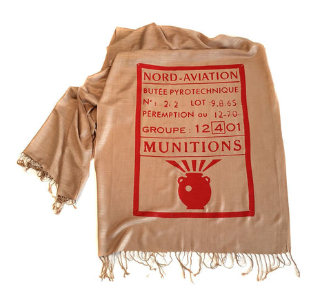 French Anti Tank Missile Scarf. Linen-weave Pashmina