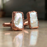 Pearl Cufflinks, electroformed rectangle cuff links