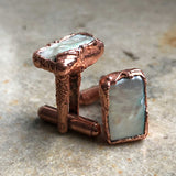 Pearl Cufflinks, electroformed copper cuff links