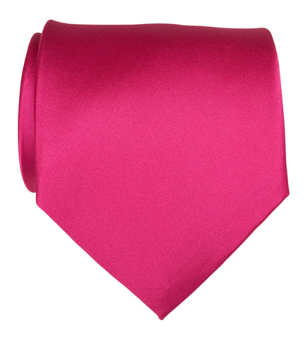 Fuchsia Pink Necktie. Solid Color Satin Finish Tie, No Print