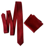 Garnet Red Pocket Square. Solid Color Fine-Stripe, No Print