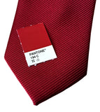 Garnet Red Pocket Square. Solid Color Fine-Stripe, No Print