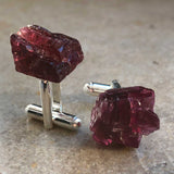 Rhodolite garnet crystal cufflinks