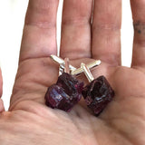 Garnet Cufflinks, Rhodolite garnet crystal cuff links