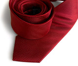 Garnet red woven herringbone silk necktie