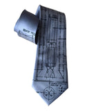 Cadet Blue Gemini Rocket Necktie. Titan Launch Vehicle Blueprint Diagram Silk Ties, by Cyberoptix