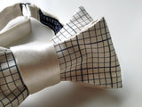 Graph Paper bow tie. Steel blue on platinum.