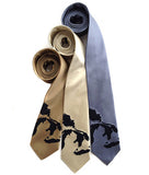 Great Lakes Map Neckties. Navy ink on soft gold, cream, steel.
