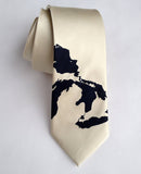 Great Lakes Necktie: Navy print on cream.